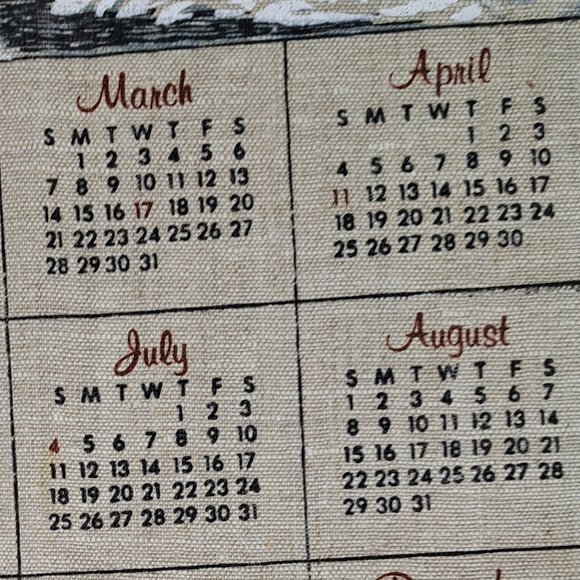 Vintage 1982 Linen Calendar Country Farm in Winter Scene - Picture 9 of 16